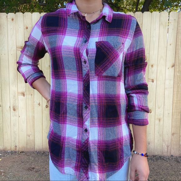 Arizona Jean Company Tops Womens Plaid Flannel Buttonup Shirt Size Xs Poshmark